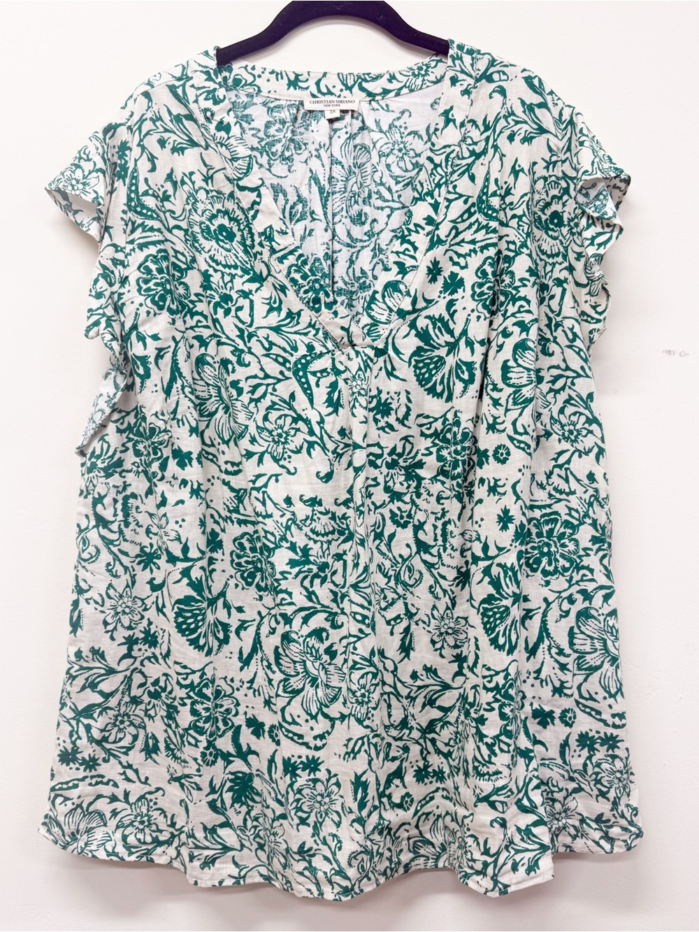 Christian Siriano New York Floral Flutter Sleeve Top, Plus Size 3X